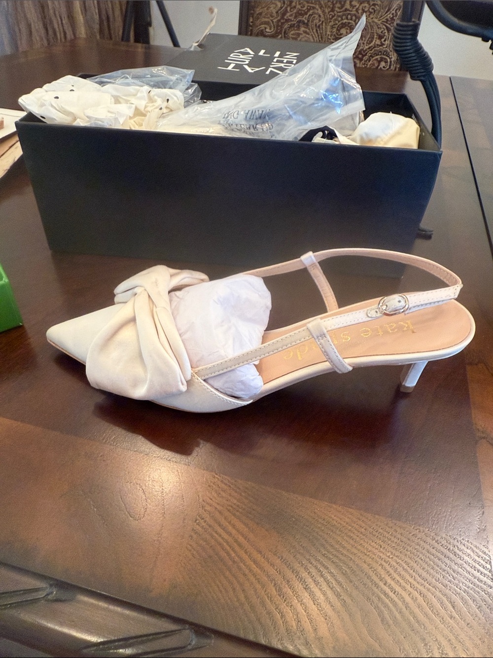 kate spade Cream Knot Slingback Heels